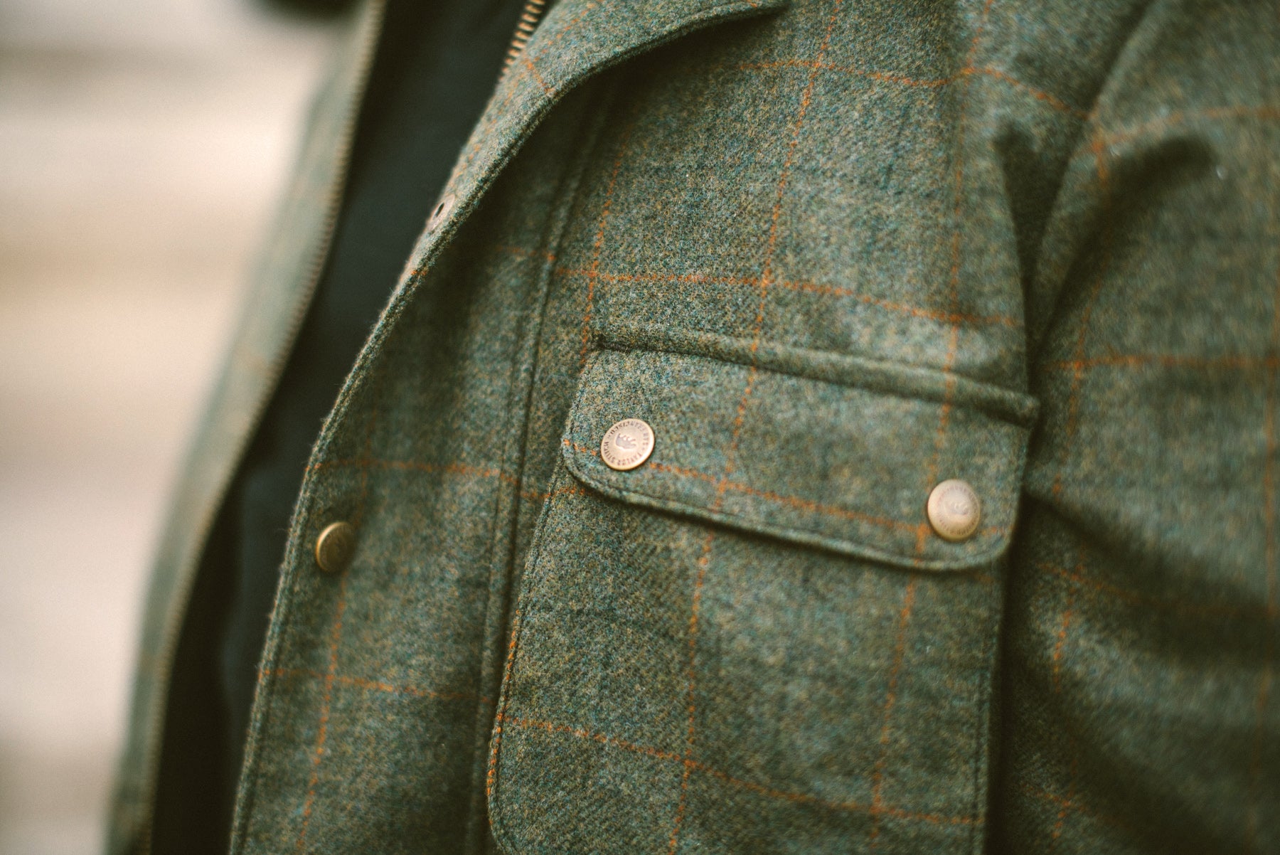 The Rover Jacket in Olive Plaid Waxed 