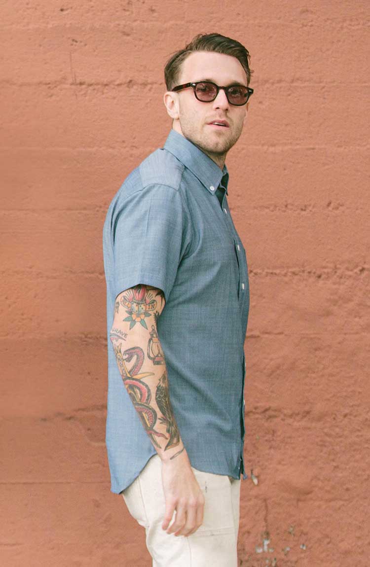 The Short Sleeve Jack in Blue Merino 4S Chambray™