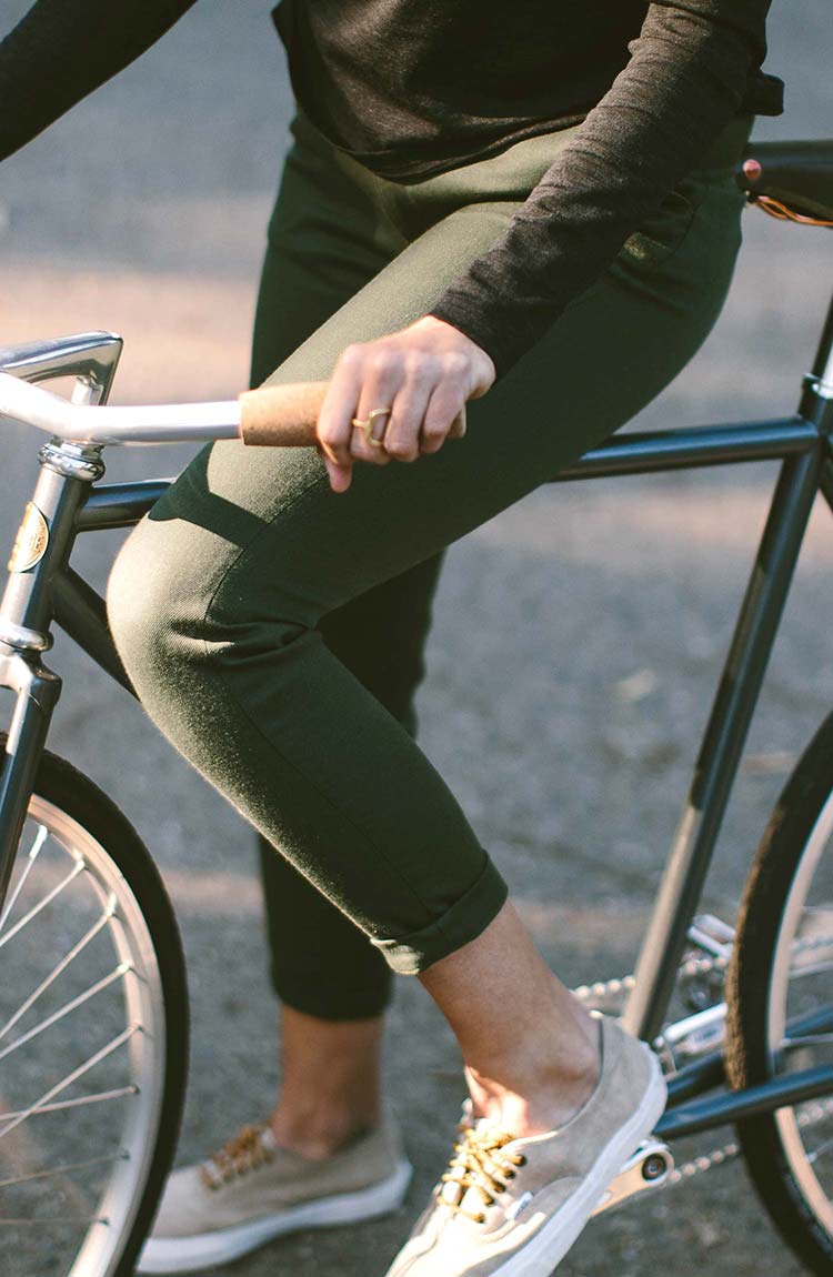 The Civic Chino in Olive Merino Twill