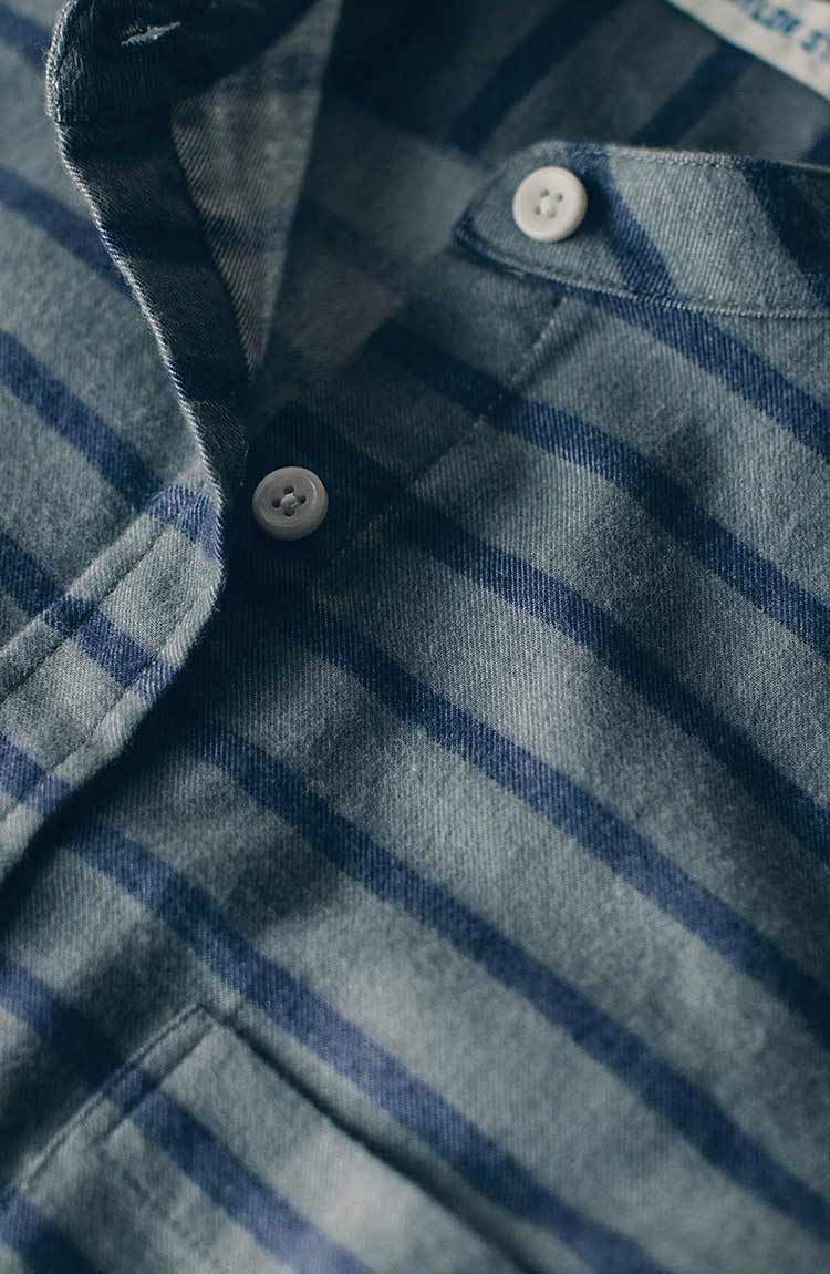 The Piper Shirt in Ash & Navy Stripe Flannel