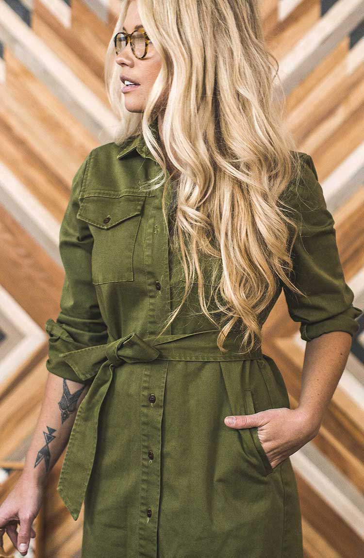 The Lois Dress in Army Green