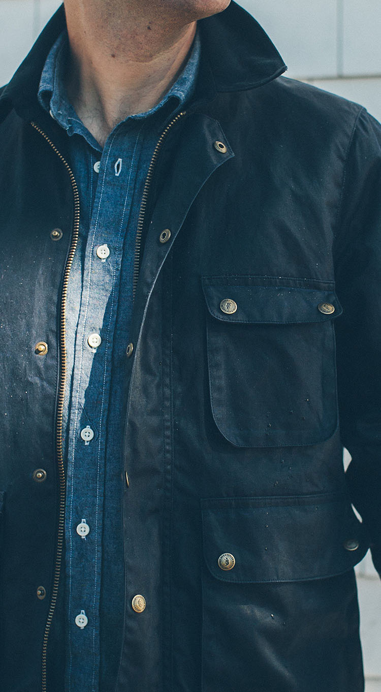 The Rover Jacket in Navy Waxed Canvas