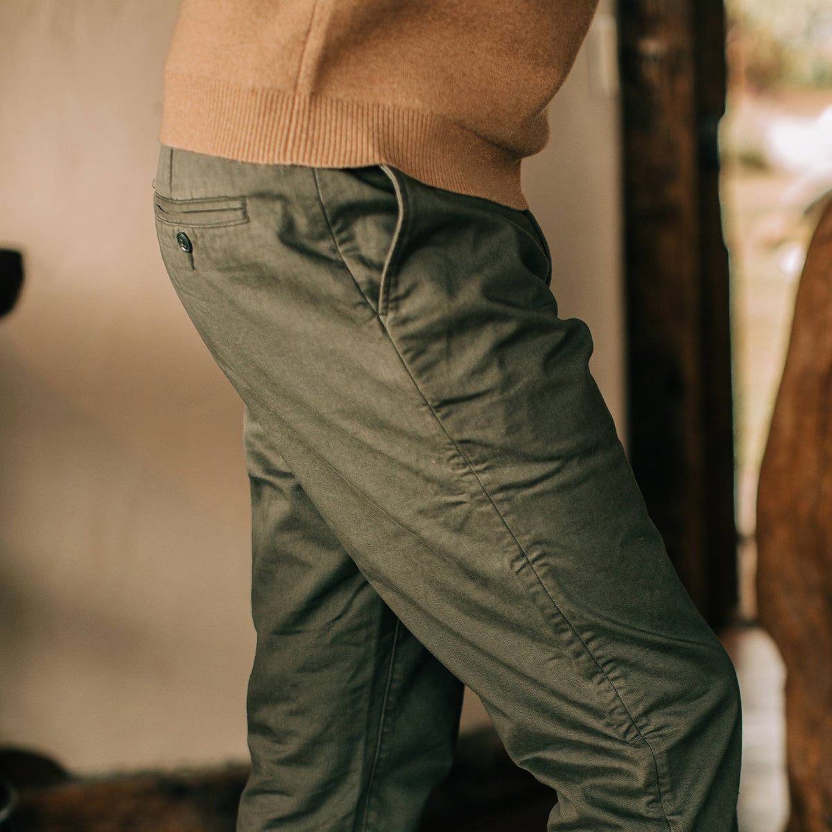 The Democratic Foundation Pant in Organic Olive