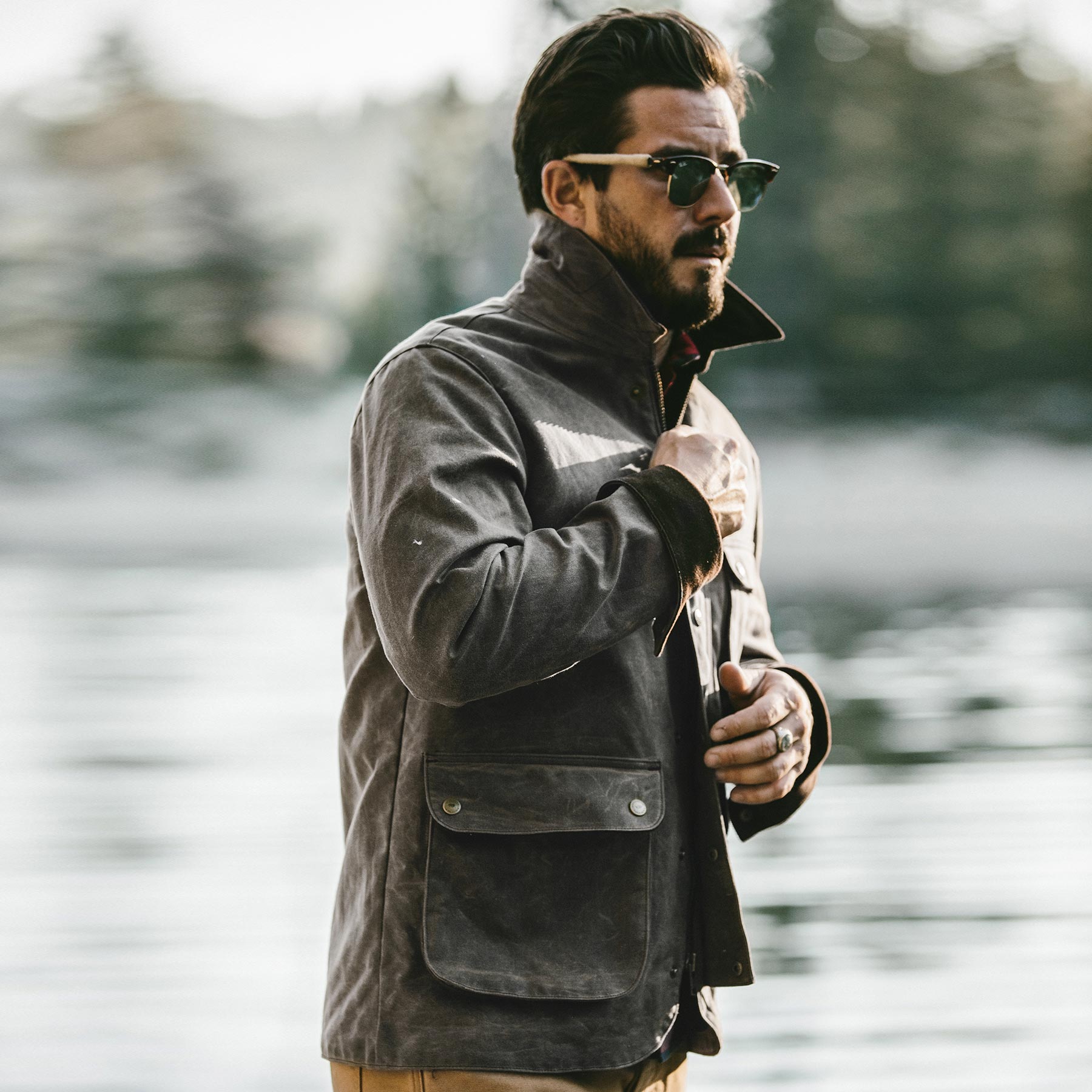 The Rover Jacket in Chocolate Beeswaxed Canvas | Men's