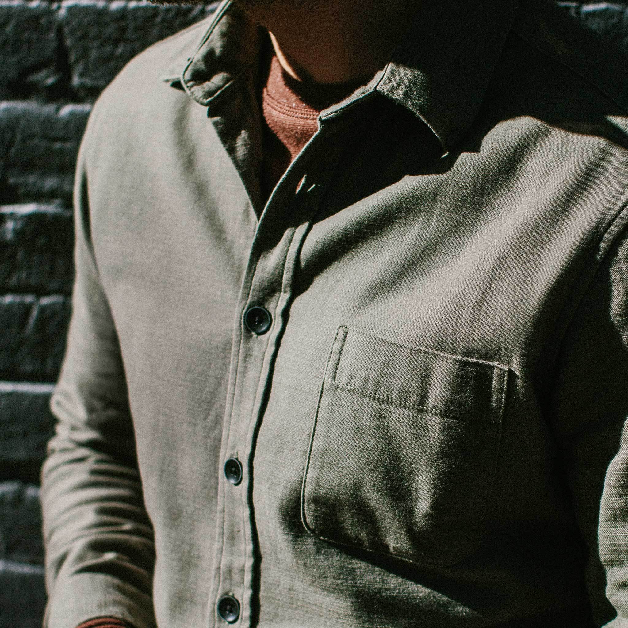 The Mechanic Shirt in Olive Reverse Sateen | Taylor Stitch…