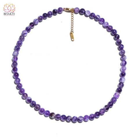 Bracelet, necklace, anklet adornment in natural amethyst for women