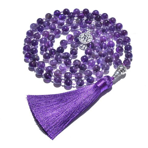 Natural Amethyst Japa Mala Necklace: Deepen your spiritual practice