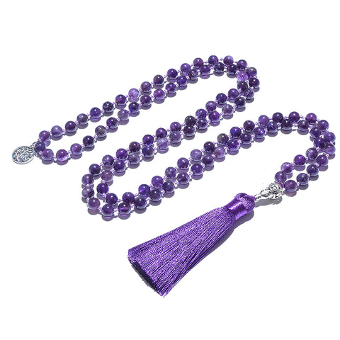 Natural Amethyst Japa Mala Necklace: Deepen your spiritual practice