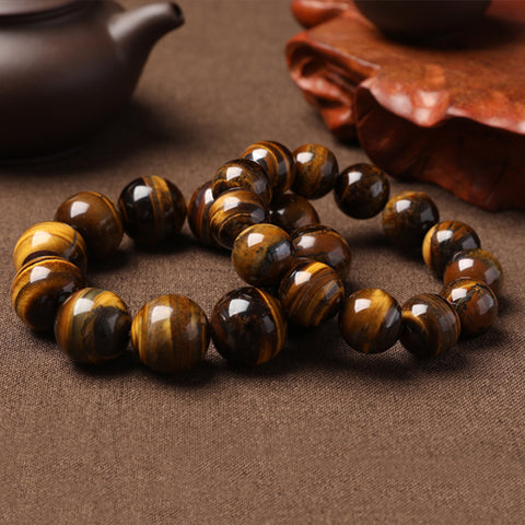 Elastic bracelet in natural tiger eye stone for men and women