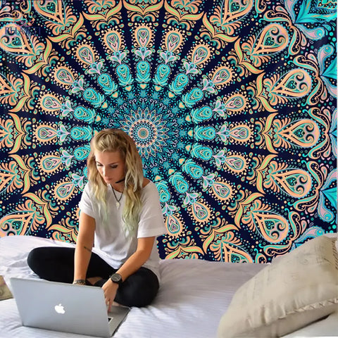 Tapiz de mandala: decoración de pared bohemia y psicodélica