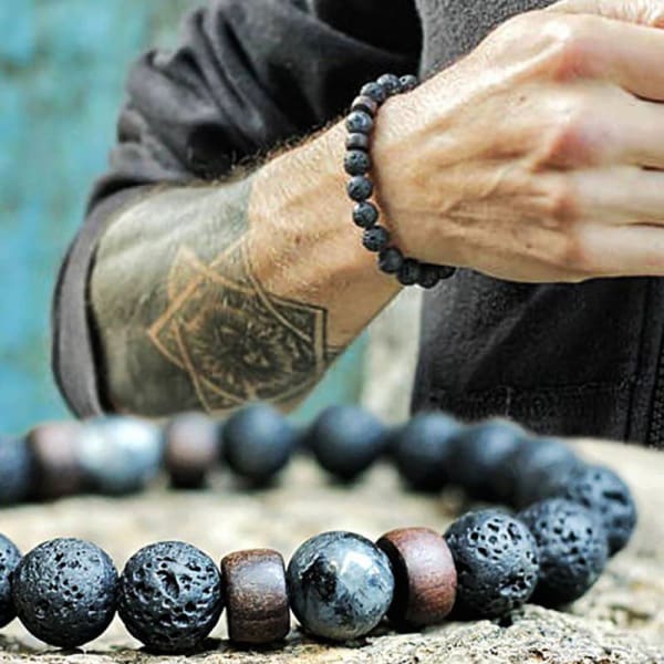 Pulsera mala de piedra de lava para hombre 8mm - LAVA