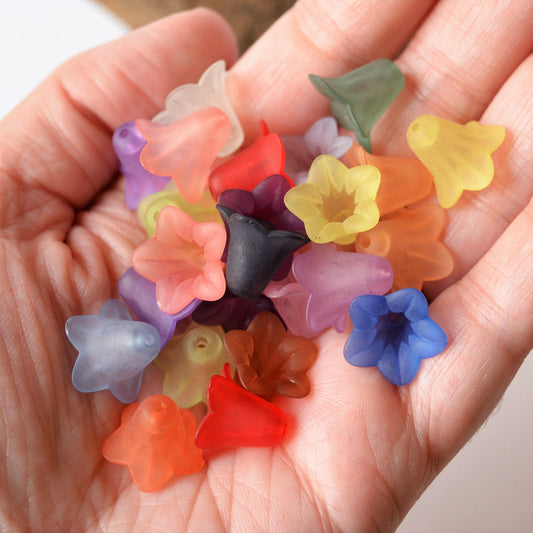 7x10mm Bell Flower Beads in Frosted Acrylic, Two Color Mixes Available –  SoloSupplies