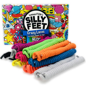 Silly Feet No Tie Shoelaces 10 Pairs Neon