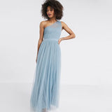 Anaya With Love tulle one shoulder maxi dress in ice blue