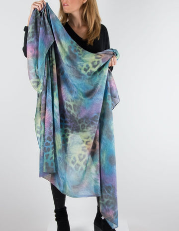 Scarf Room - The Number 37 Label Multi Coloured Leopard Print Modal Cotton Square Scarf_b