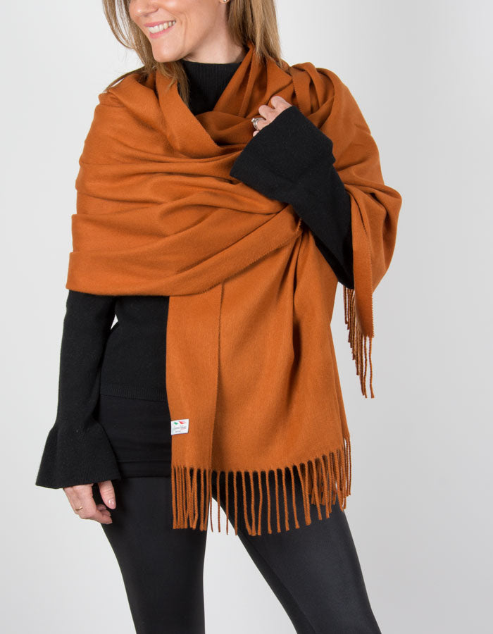 an image showing an orange winter pashmina