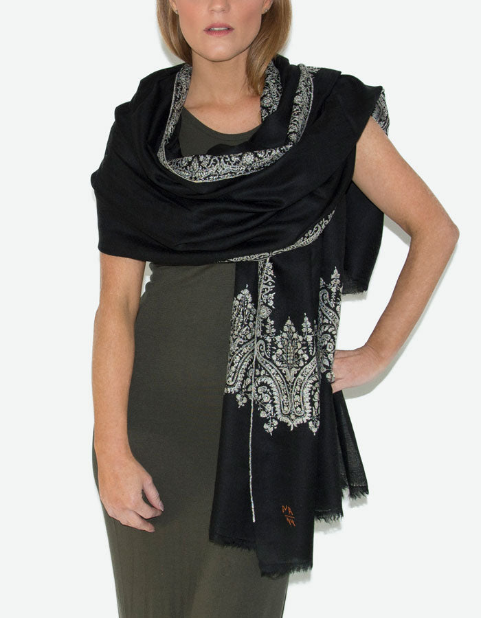 black and silver scarf