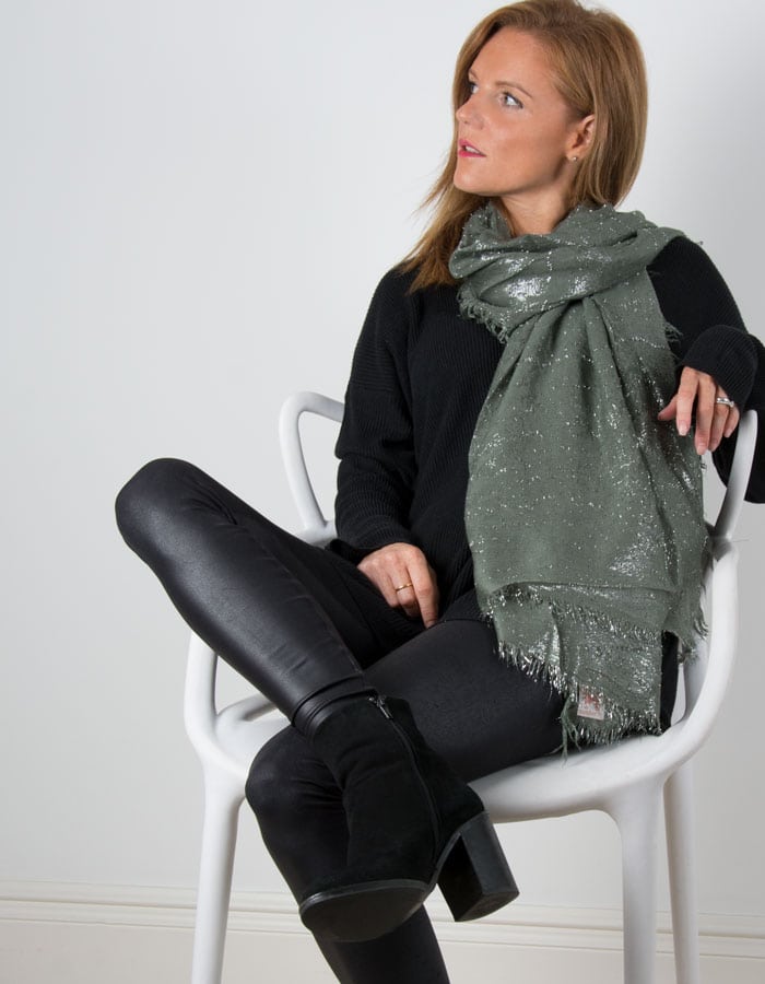 Image of a Khaki Metallic Pashmina - A Sprinkle of Glitter