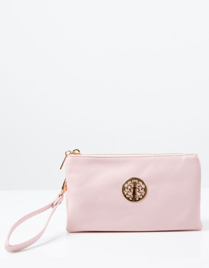 light pink clutch bag