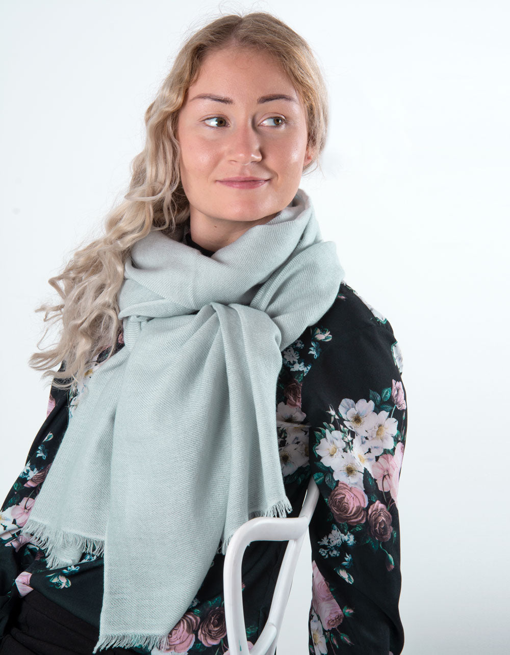 pale grey cashmere scarf