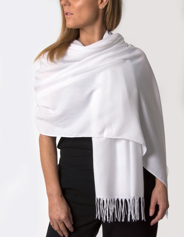 Super Soft White Italian Pashmina Shawl Wrap Scarf