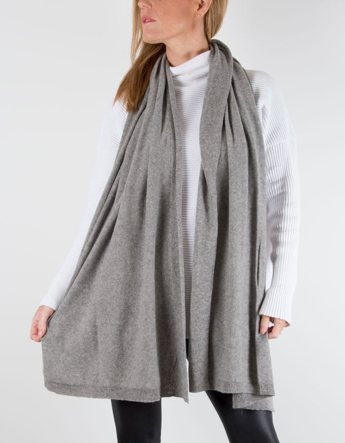 an image of a cashmere mix scarf in grey