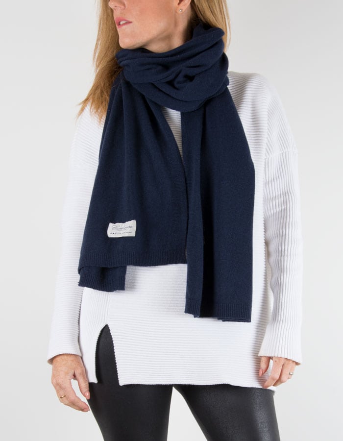 an image of a cashmere mix scarf in navy