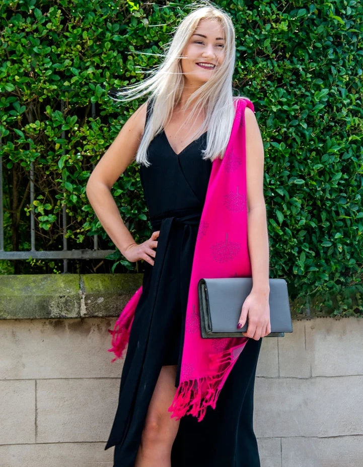 an image showing a pink reversible pashmina trees