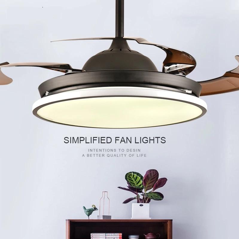 Nordic Style Ceiling Fan With Led Light Hidden Blades Bulbs