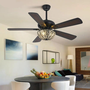 Modern Ceiling Decorative Fan With Crystal Lampshade