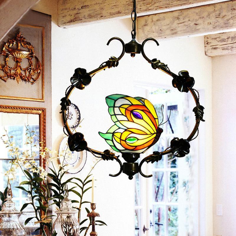Butterfly Stained Glass Pendant Lamp Khadiza Electricals
