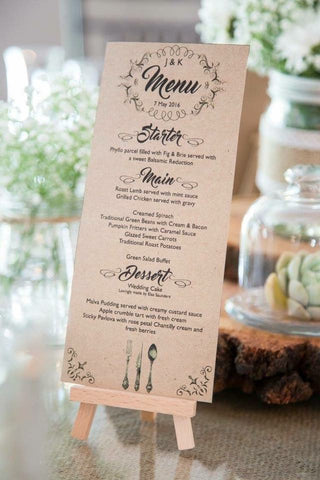 Rustic Stable Wedding Menus