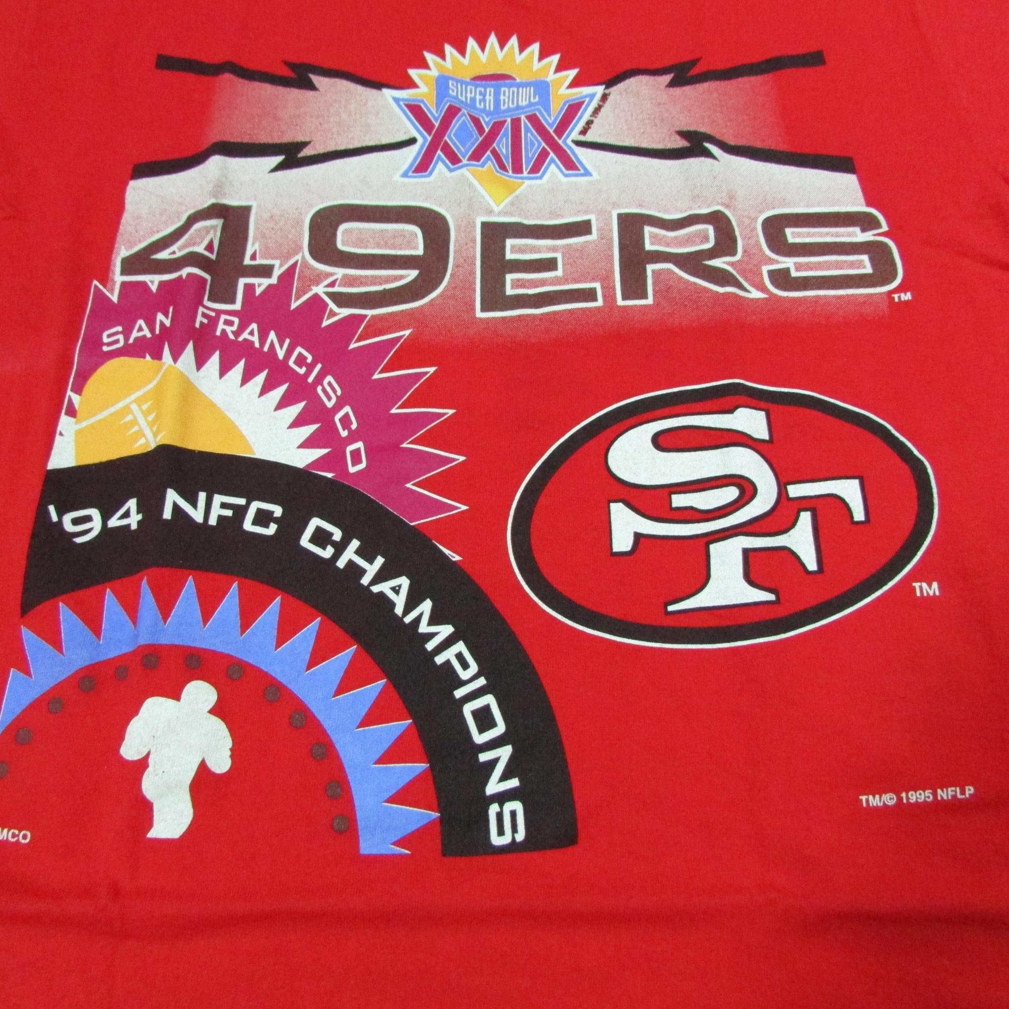 San Francisco 49ers 94 NFC Champions Super Bowl Vintage Football T-Shirt Sz L