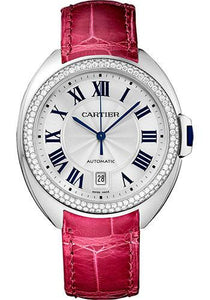 Cartier Tank Louis White Gold Diamond Pink Strap Ladies Watch Wjta0011 Box Paper