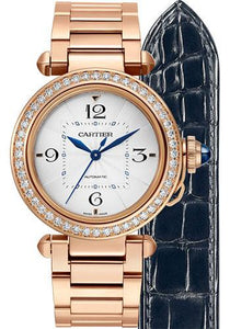 Cartier Tank Louis Cartier Watch - 33.7 mm x 25.5 mm Rose Gold Case - Silvery Blue Dial - Navy Blue Alligator Strap - WGTA0058