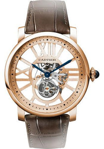 CRW4100013 - Drive de Cartier Flying Tourbillon watch - Large model,  hand-wound mechanical movement, rose gold, leather - Cartier