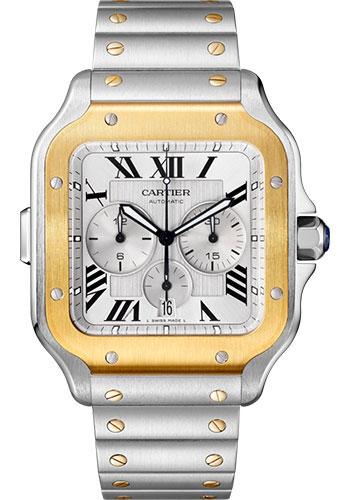 350px x 500px - Cartier Santos de Cartier Chronograph Watch - 43.3 mm Gold And Steel C â€“  Luxury Time NYC