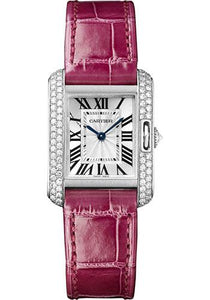 Cartier Tank Louis Large Diamond Pink Gold Burgundy Leather Women's Watch  WJTA0014