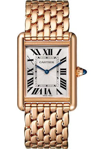 Cartier Tank Louis Rose Gold Diamond Brown Strap Ladies Watch WJTA0010