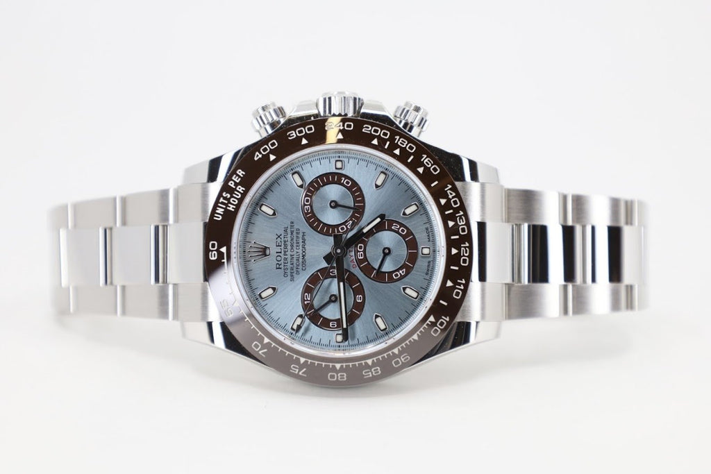 Rolex Daytona Platinum 40mm Ice Blue Dial Watch Reference# 116506 Happy ...