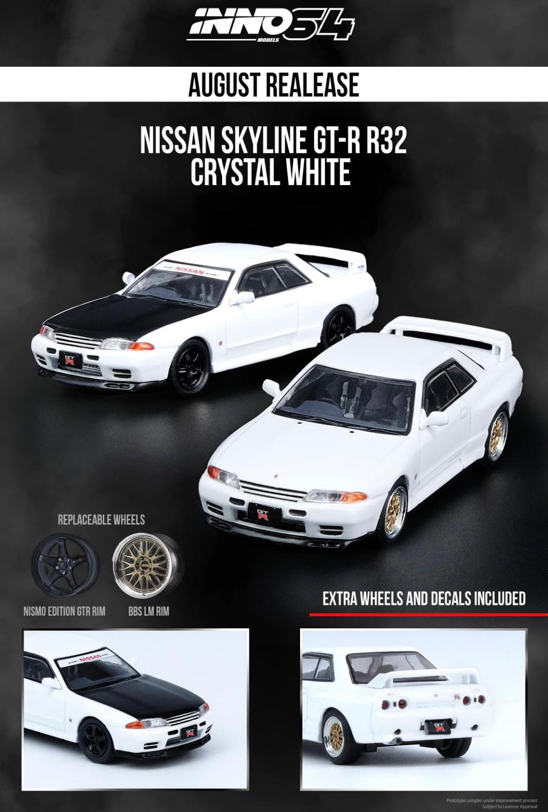 Inno64 1 64 Nissan Skyline Gt R R32 Nismo Custom Crystal White With Speed 70