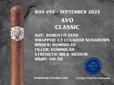My Monthly Cigars - A Cigar Club For Everyone - September 2023 Box #52 - Avo Classic