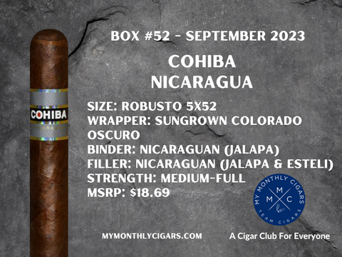 My Monthly Cigars - A Cigar Club For Everyone - September 2023 Box #52 - Cohiba Nicaragua