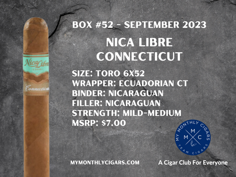 My Monthly Cigars - A Cigar Club For Everyone - September 2023 Box #52 - Nica Libre Connecticut