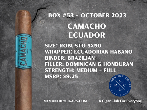 My Monthly Cigars - A Cigar Club For Everyone - October 2023 Box #53 - Camacho Ecuador