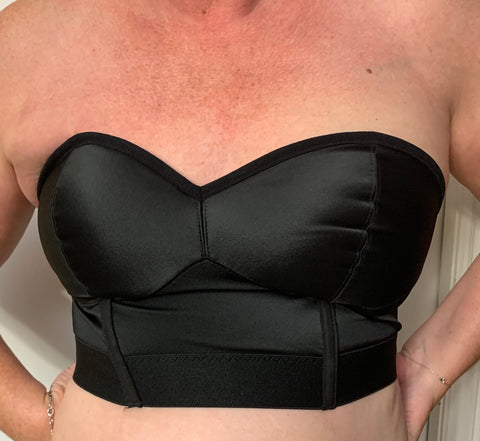Rubies Custom Bras: Mastectomy Black Solid Strapless Bra with Built In Prosthesis.