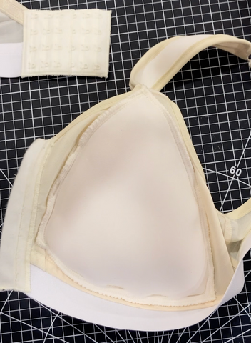 Rubies Custom Bras: Inside our Mastectomy Bra with built in prosthetic that is weighted down with a pouch filled with pellets.