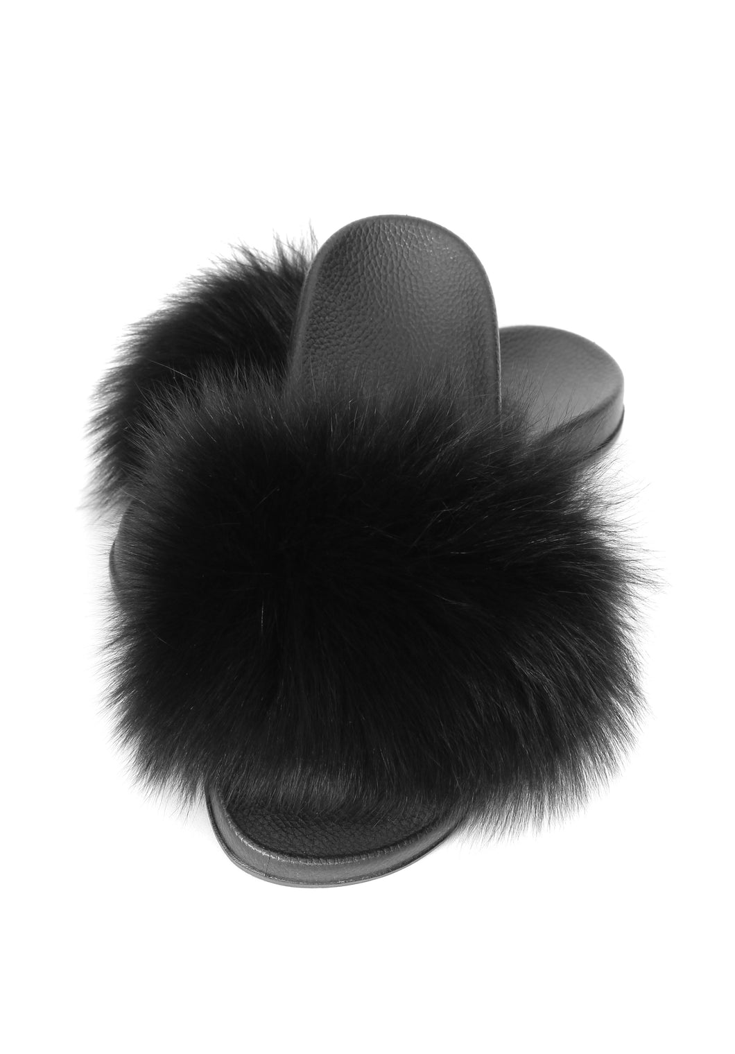 black fur sliders