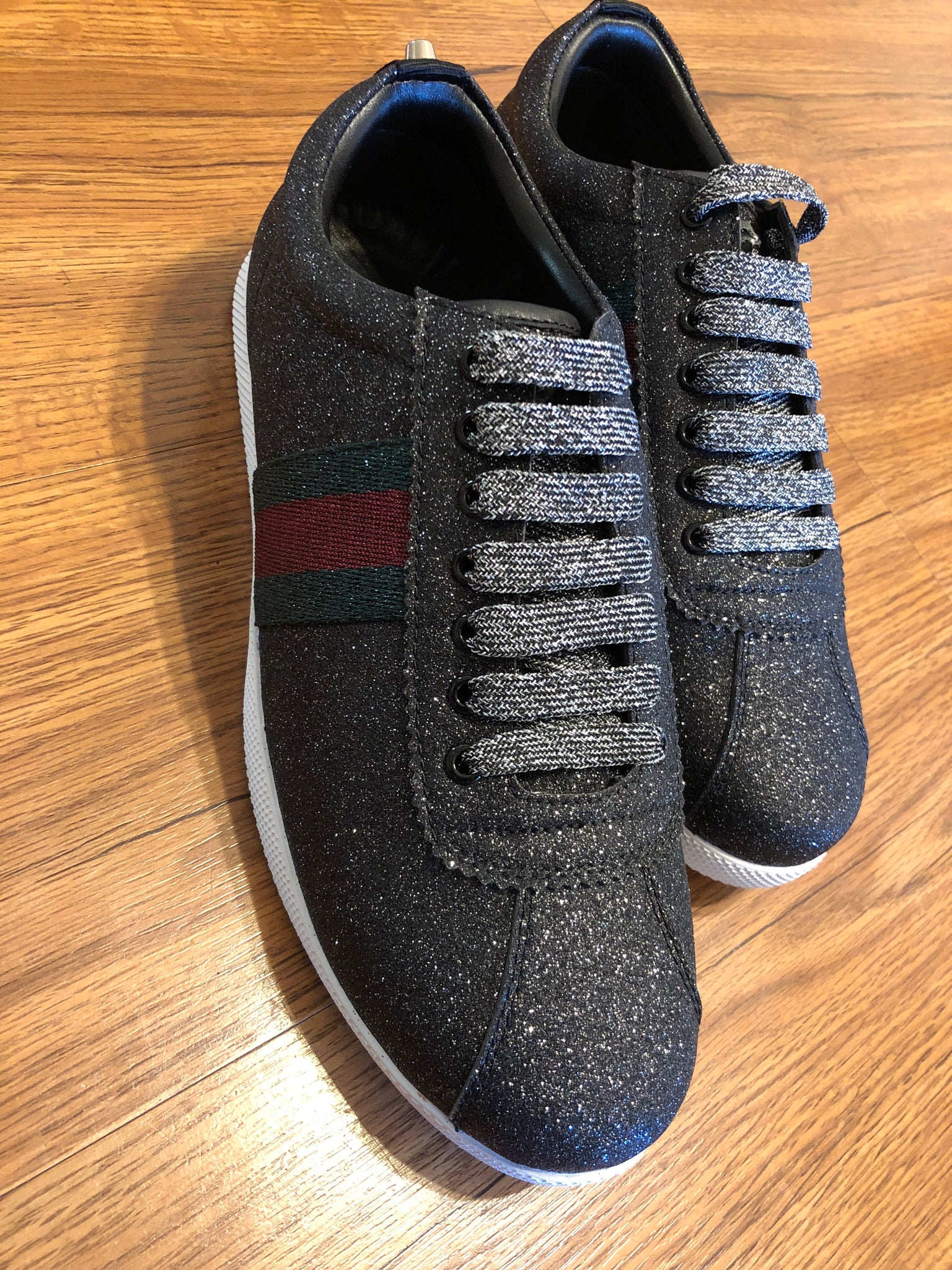 gucci black glitter sneakers