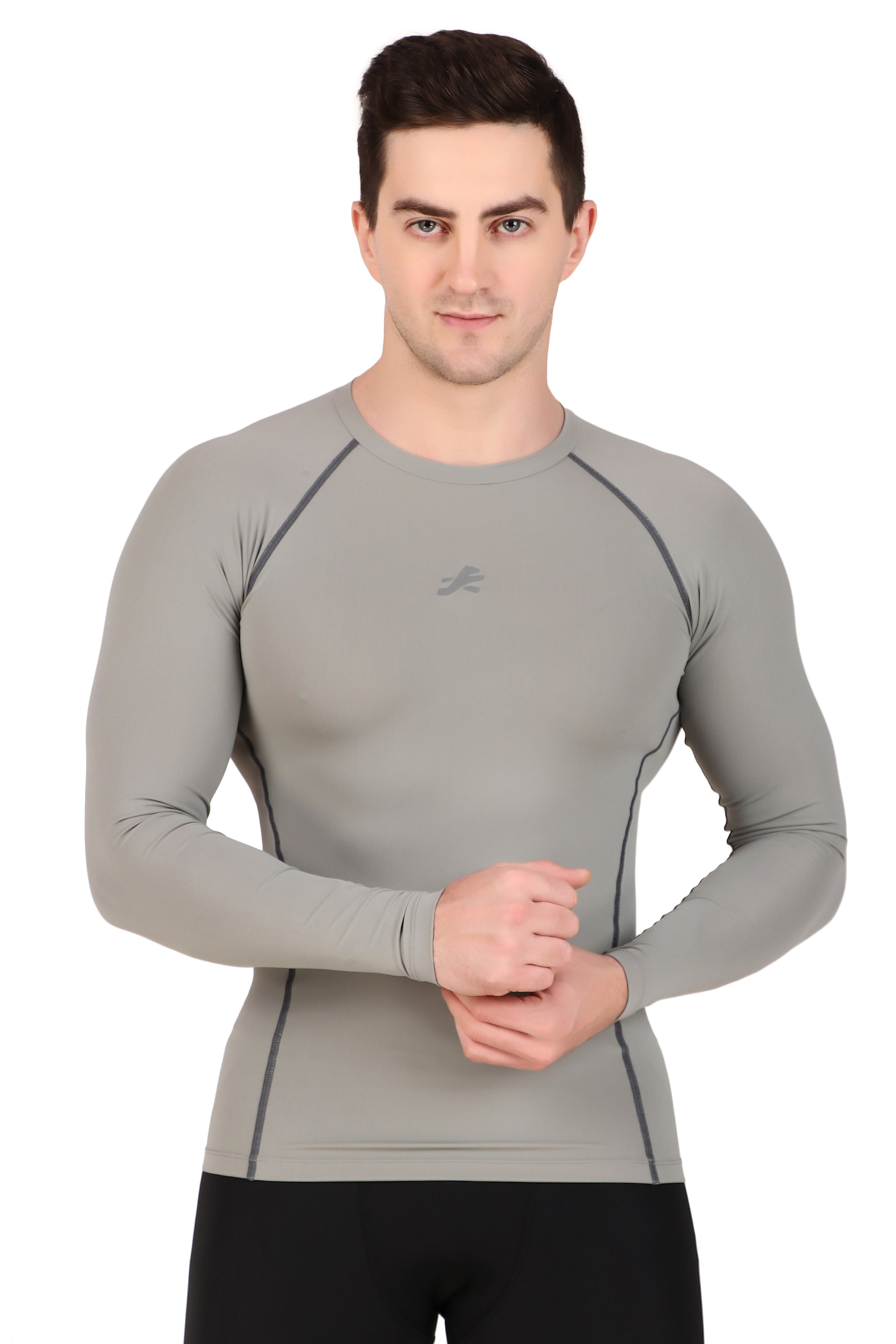 Nylon Compression Tshirt Full Sleeve Tights For Men (White